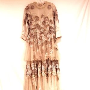 NWT Wedding Gown Dress Celine Moreau Creme Beige Color Tulle Layered Modest Long